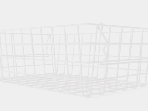 小さな金属製収納バスケット ホワイト 3Dモデル