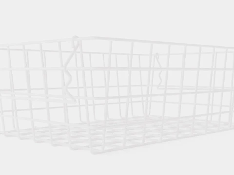 Small Metal Storage Basket White 3D Model