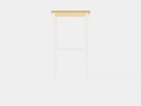 Small Side Table White Light brown 3D Model