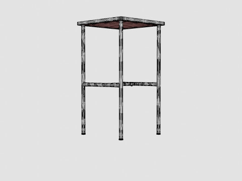 Small Side Table White Light brown 3D Model