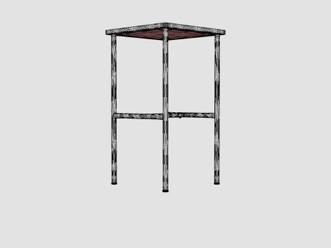 Small Side Table White Light brown 3D Model