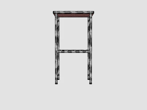 Small Side Table White Light brown 3D Model