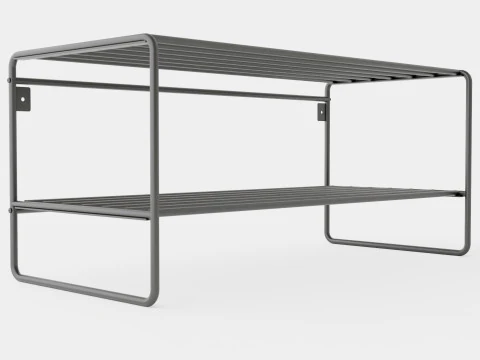 Rak Sepatu Logam Hitam Model 3D