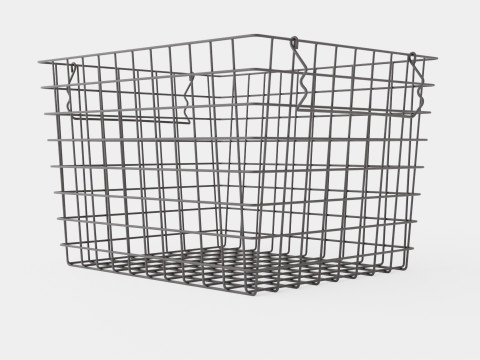 High Metal Storage Basket Black 3D Model
