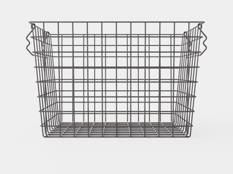 High Metal Storage Basket Black 3D Model