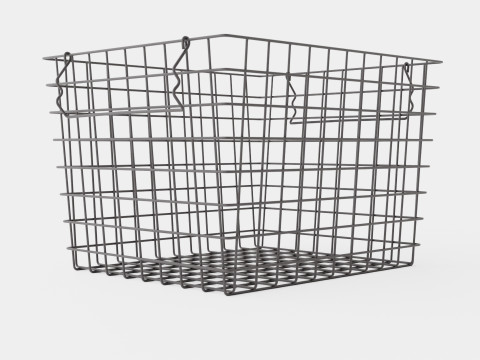 High Metal Storage Basket Black 3D Model