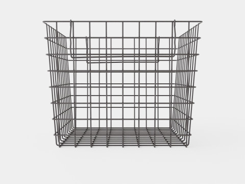 High Metal Storage Basket Black 3D Model