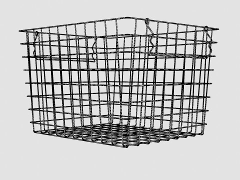 High Metal Storage Basket Black 3D Model