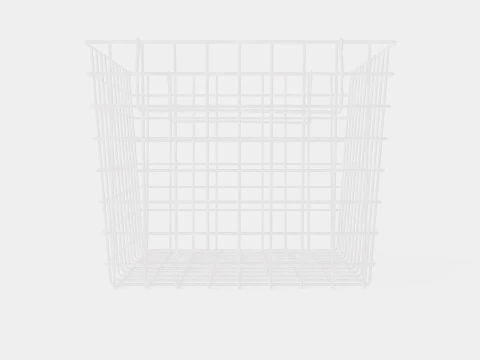 High Metal Storage Basket White 3D Model