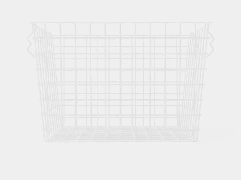 High Metal Storage Basket White 3D Model