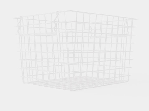 High Metal Storage Basket White 3D मॉडल