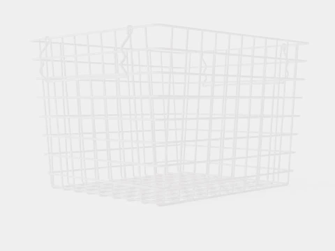 High Metal Storage Basket White 3D Model
