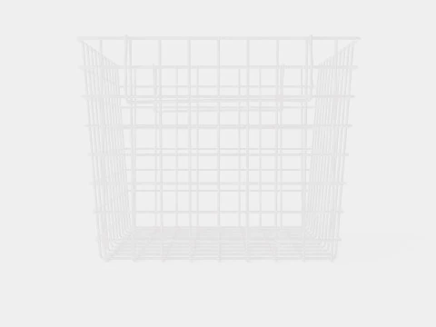 High Metal Storage Basket White 3D Model