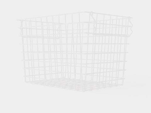 High Metal Storage Basket White 3D 模型