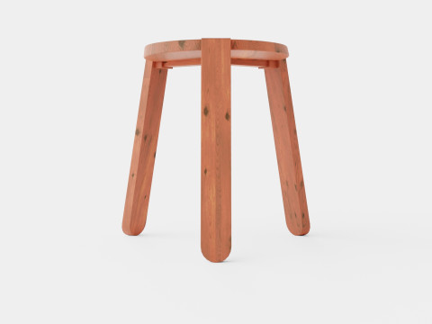 Acacia Wood Stool Brown 3D Model