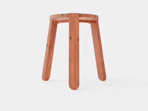 アカシア材スツール ブラウン 3Dモデル