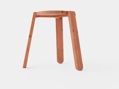 Acacia Wood Stool Brown 3D Model