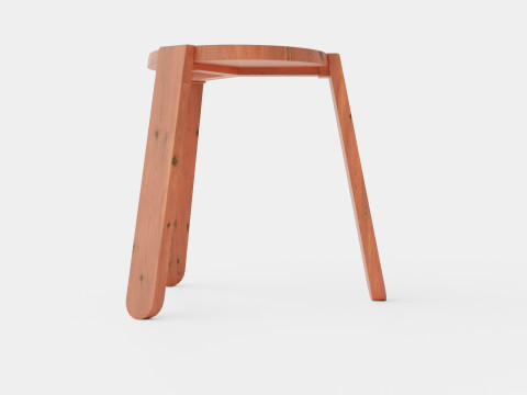 Acacia Wood Stool Brown 3D Model
