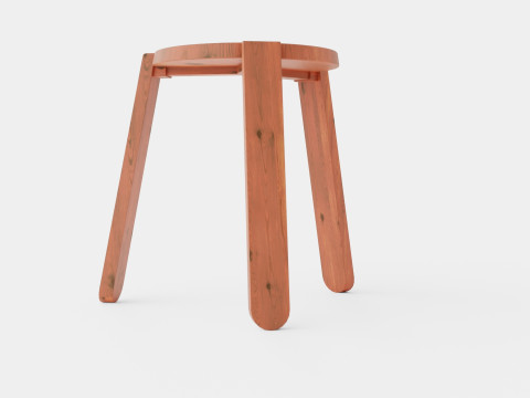 Acacia Wood Stool Brown 3D Model