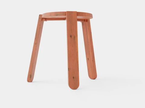 Acacia Wood Stool Brown 3D Model