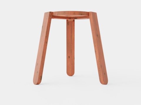 Acacia Wood Stool Brown 3D Model