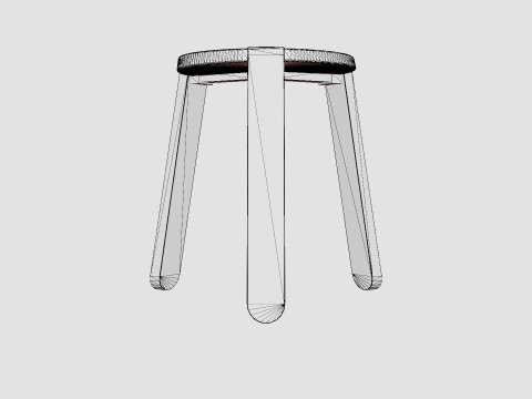 Acacia Wood Stool Brown 3D Model