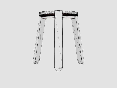Acacia Wood Stool Brown 3D Model