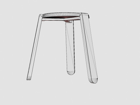 Acacia Wood Stool Brown 3D Model