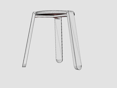 Acacia Wood Stool Brown 3D Model