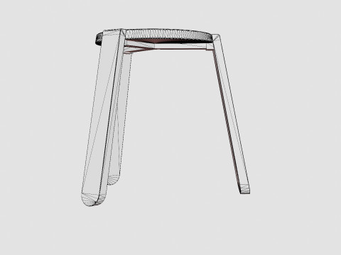 Acacia Wood Stool Brown 3D Model