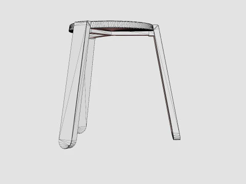 Acacia Wood Stool Brown 3D Model
