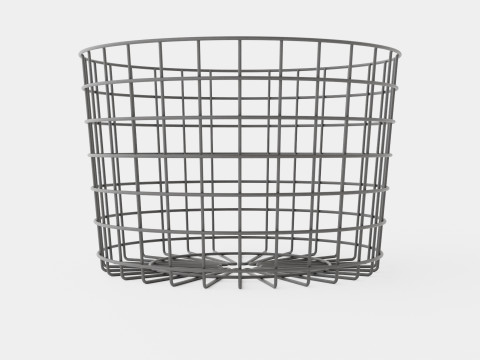 Round metal storage basket Black 3D Model