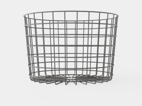 Round metal storage basket Black 3D Model