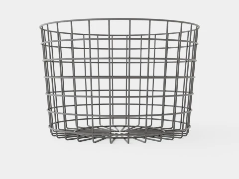 Round metal storage basket Black 3D Model