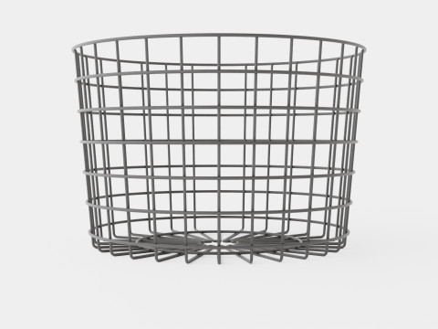 Round metal storage basket Black 3D Model