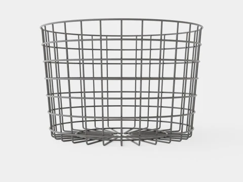 Round metal storage basket Black 3D Model
