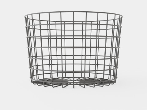 Round metal storage basket Black 3D Model