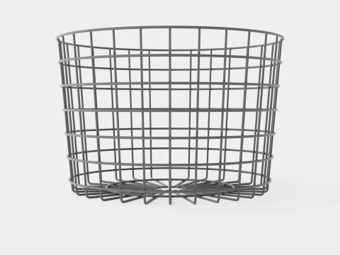 Round metal storage basket Black 3D Model