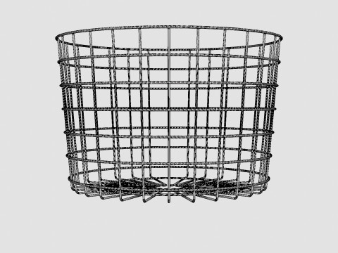 Round metal storage basket Black 3D Model