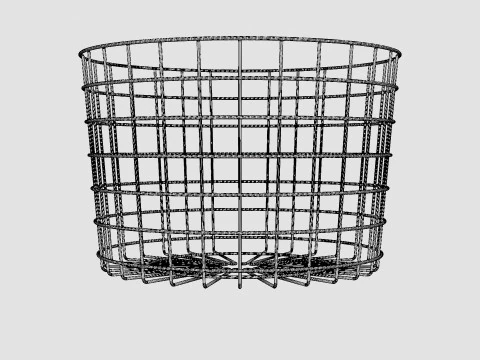 Round metal storage basket Black 3D Model