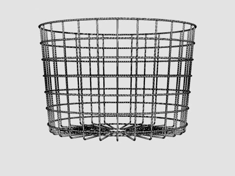 Round metal storage basket Black 3D Model
