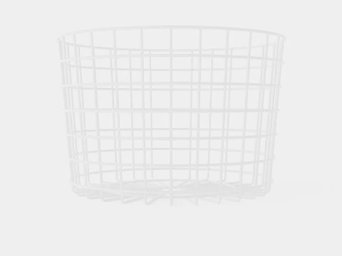 ラウンドメタル収納バスケット ホワイト 3Dモデル