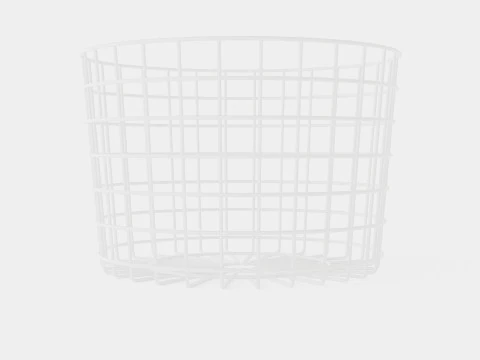 Round metal storage basket White 3D Model