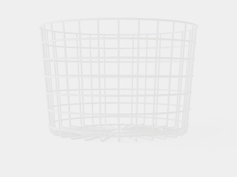 Round metal storage basket White 3D 모델