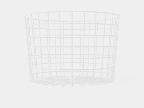 Round metal storage basket White 3D Model