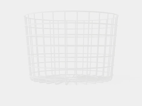 Round metal storage basket White 3D Model