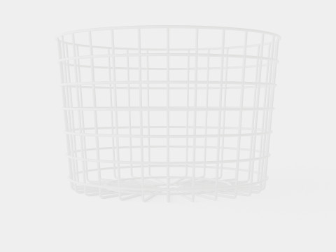 Round metal storage basket White 3D 모델