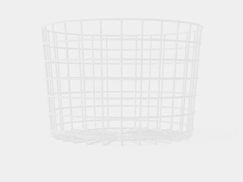 Round metal storage basket White 3D Model