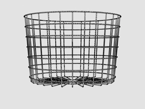 Round metal storage basket White 3D Model
