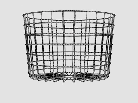 Round metal storage basket White 3D Model